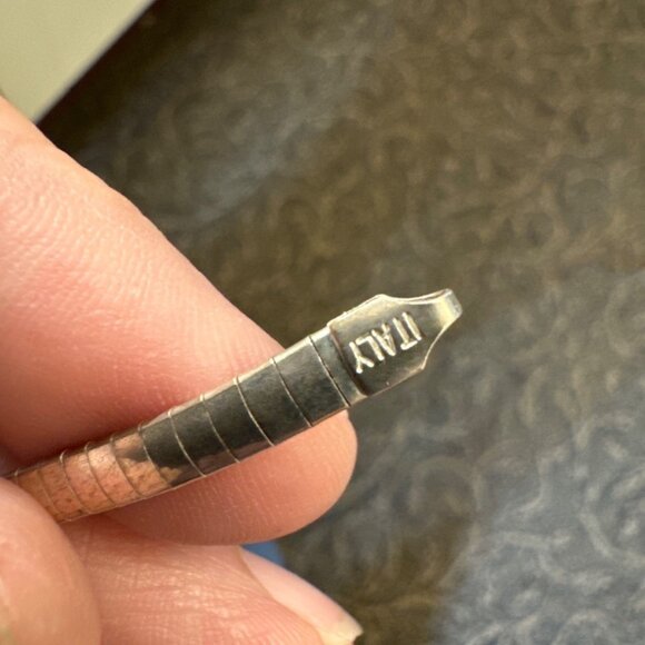 VTG Solid Sterling Silver 925 Italy Omega Chain Necklace Size 16.25'' Length - Picture 5 of 7